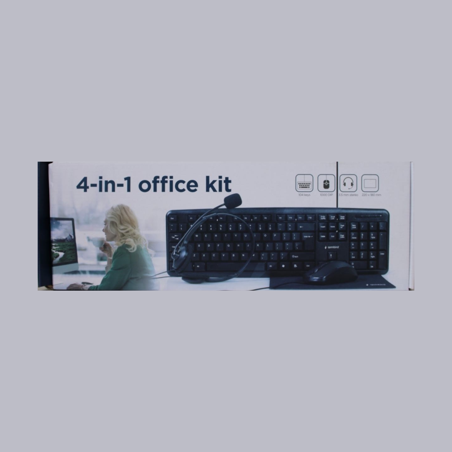 Gembird KBS-UO4-01 Multimedia office set, black, US-Layout |  | Gembird 4-in-1 Multimedia office set | KBS-UO4-01 | Keyboard, Mo