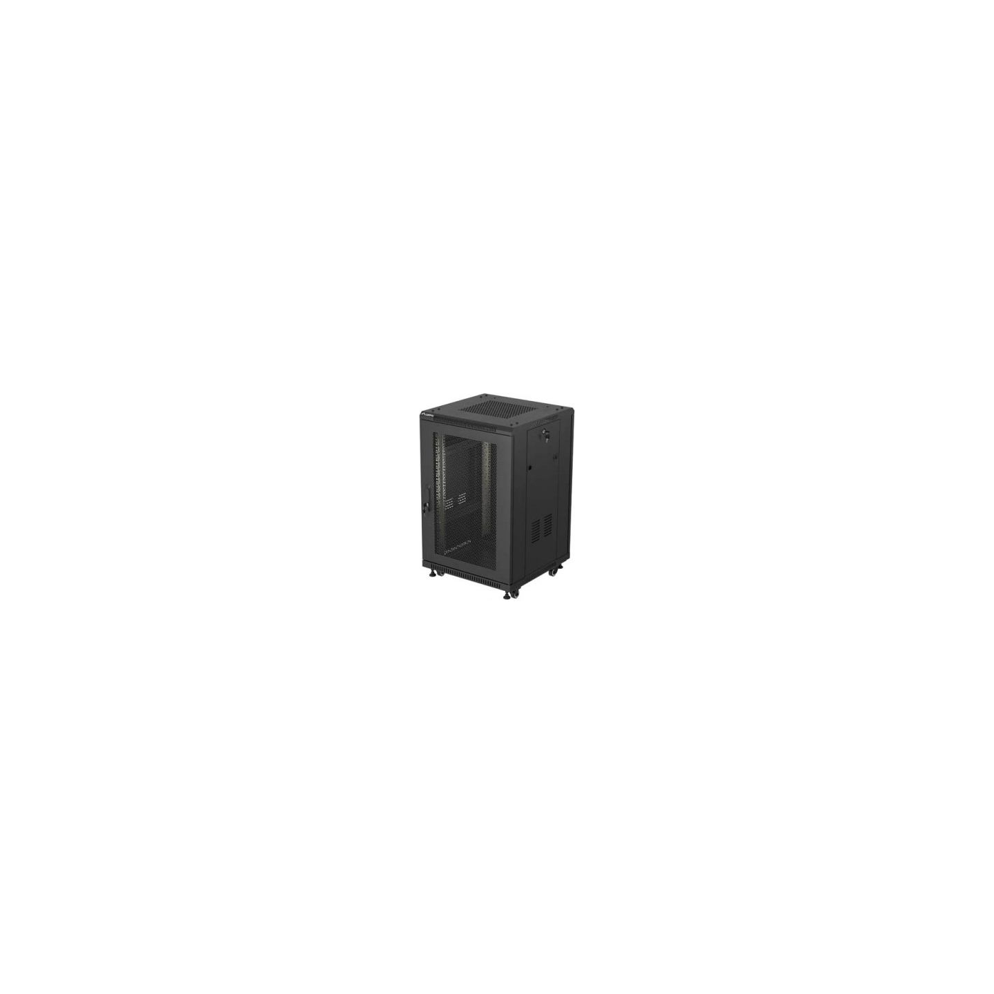 Lanberg 19-inch 18U floor-standing rack cabinet, 600x600, perforated door, LCD (flat-pack), black