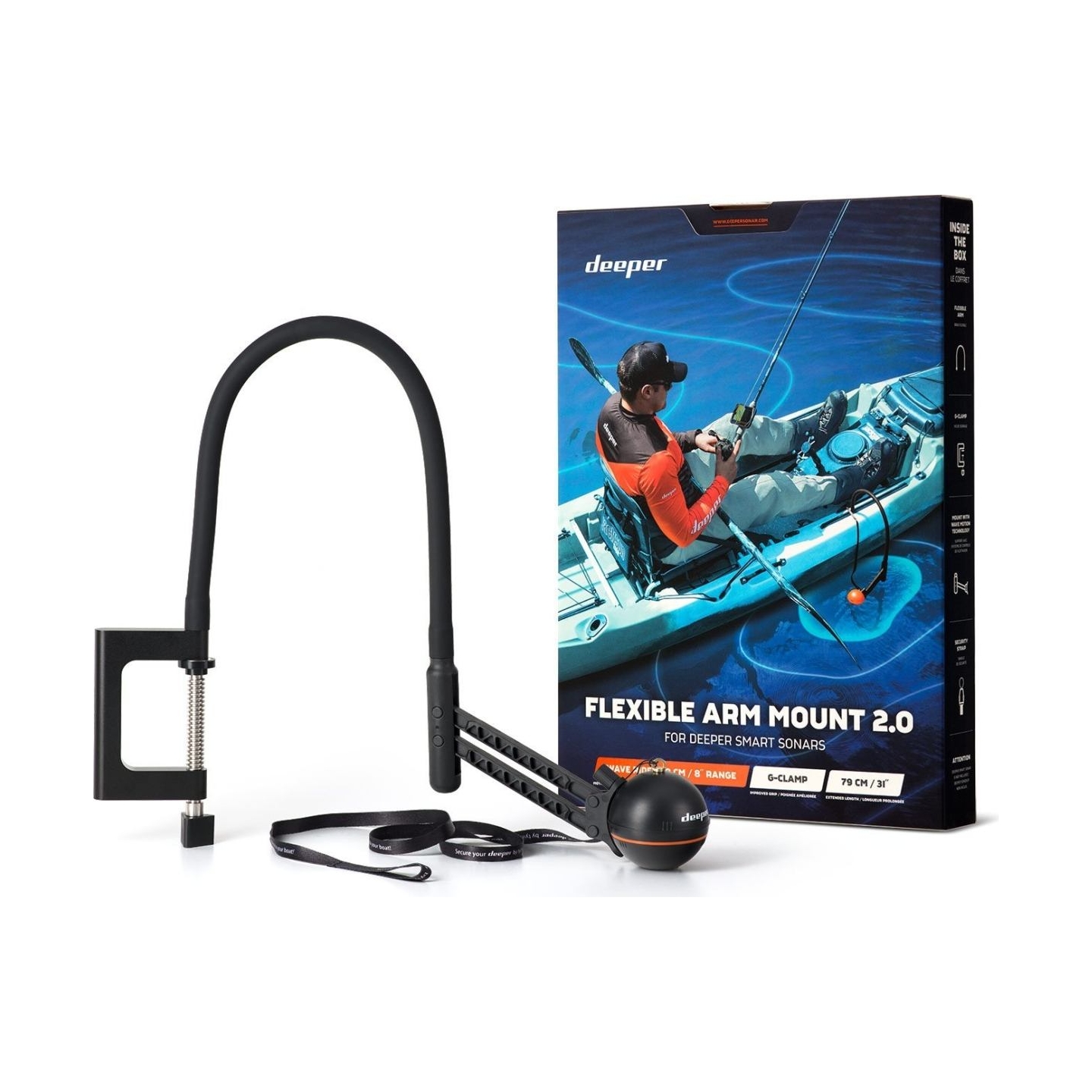 Deeper | Deeper Flexible Arm Mount 2.0 | Sonar mount | Black