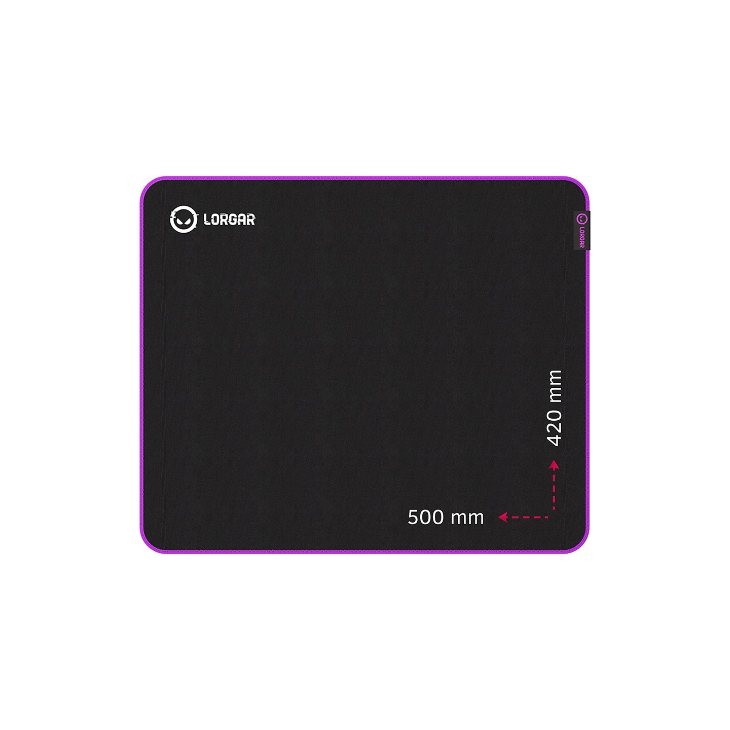Lorgar Main 315, Gaming mouse pad, High-speed surface, Purple anti-slip rubber base, size: 500mm x 420mm x 3mm, weight 0.39kg