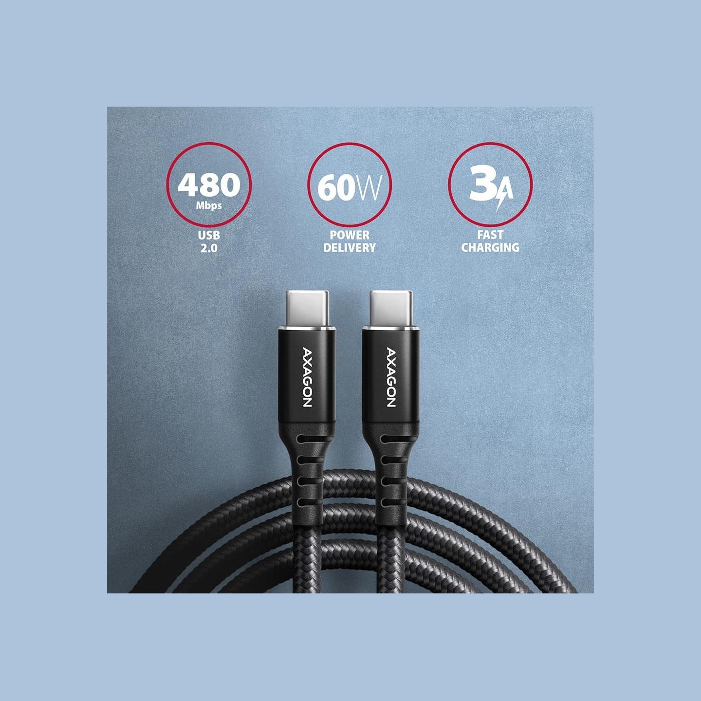 Axagon | Data and charging cable, 3 m | BUCM-CM30AB | USB Type C to USB Type C