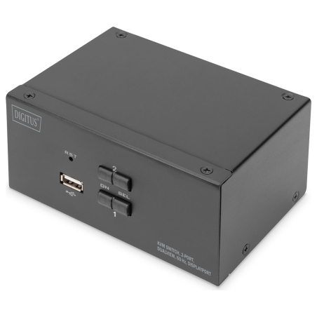 Digitus | KVM Switch, 2-Port, Dual Display, 4K, DisplayPort | DS-12862