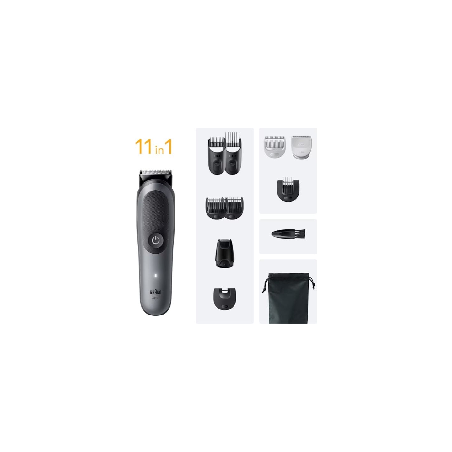 Braun 11-in-1 Grooming Kit | All-in-One Kit Series 5 AIO5560 | Cordless | Number of length steps 14 | Grey/Black