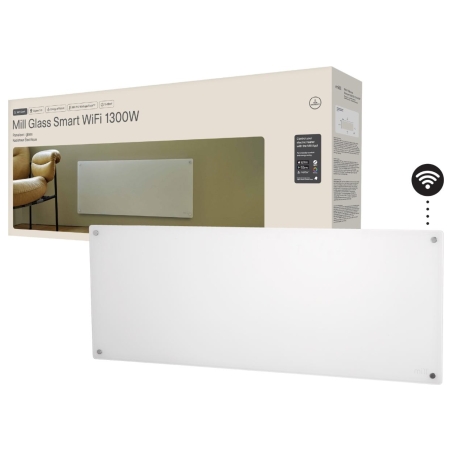 Mill Glass Smart WiFi Panel Heater Gen. 4 | GL1300WIFI4 | Panel Heater | 1300 W | Suitable for rooms up to 15-19 m² | White