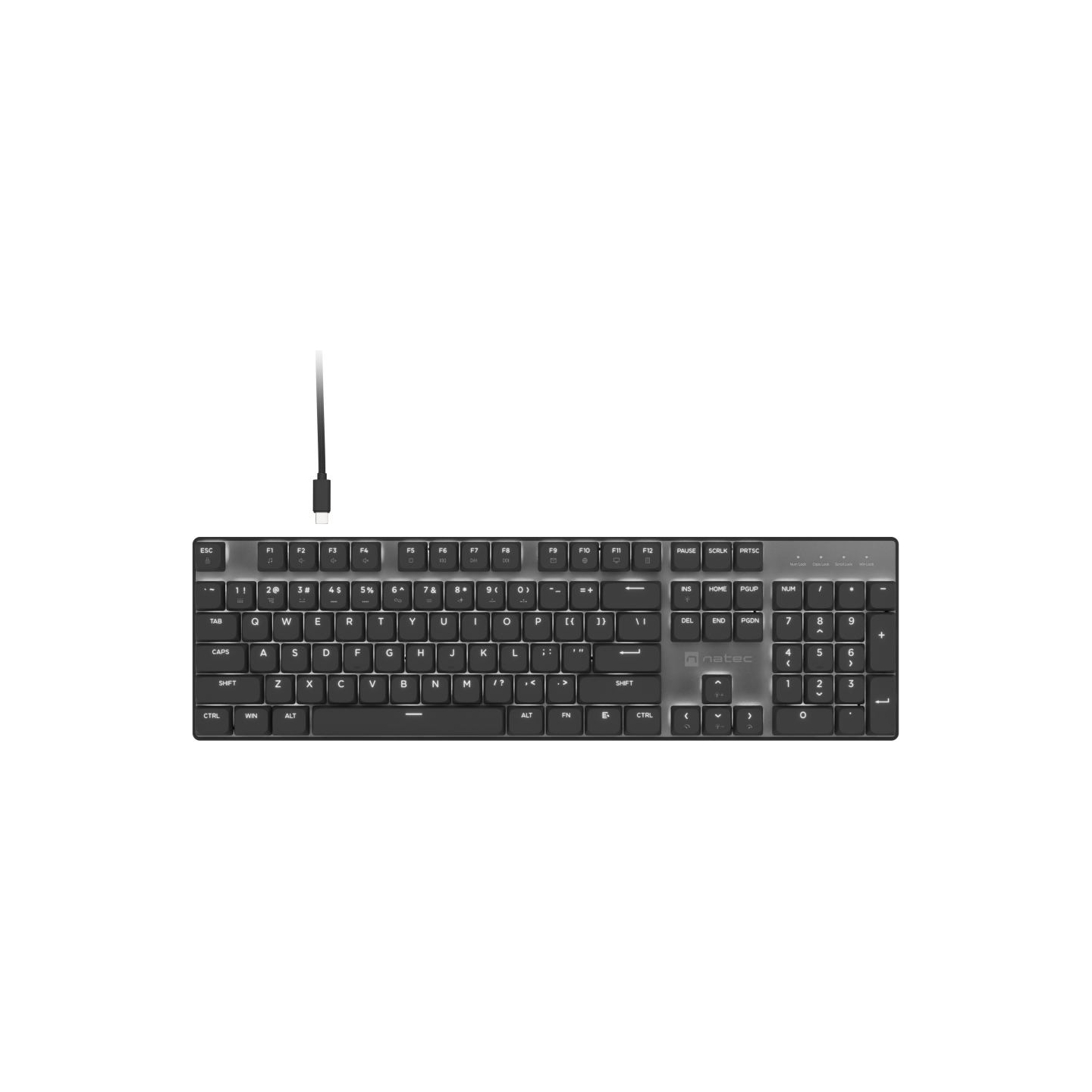 Natec Amberjack | Keyboard | Wired | US | Linear | White backlight, Hot-swappable switches, Anti-ghosting, Built-in memory, Macr