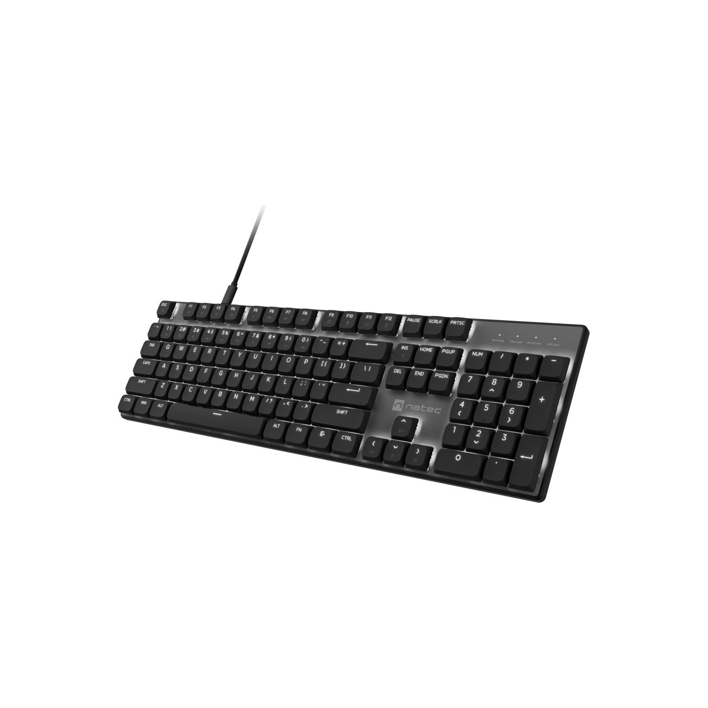 Natec Amberjack | Keyboard | Wired | US | Linear | White backlight, Hot-swappable switches, Anti-ghosting, Built-in memory, Macr
