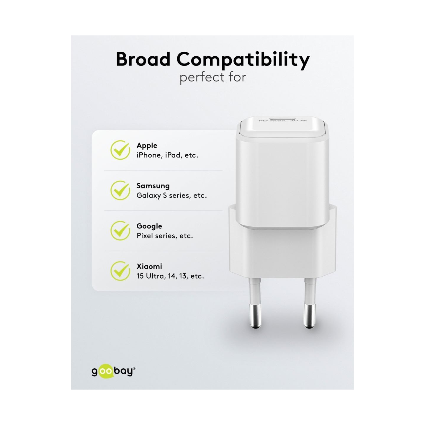 Goobay 20 W USB-C PD GaN Fast Charger Nano | USB-C