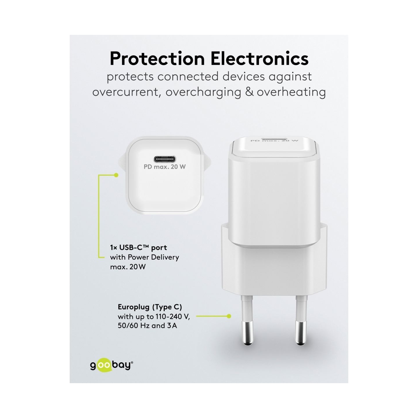 Goobay 20 W USB-C PD GaN Fast Charger Nano | USB-C