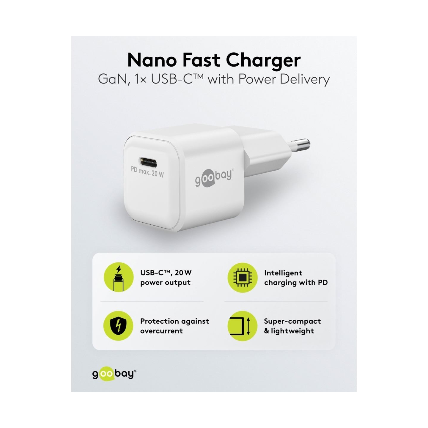 Goobay 20 W USB-C PD GaN Fast Charger Nano | USB-C