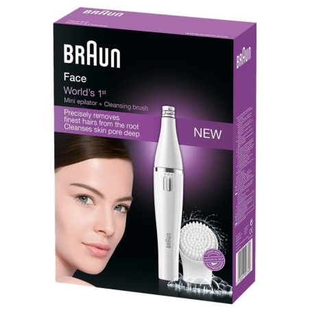 Braun Face Facial Epilator and Brush | SE810 | Number of power levels 1 | Wet & Dry | White/Silver