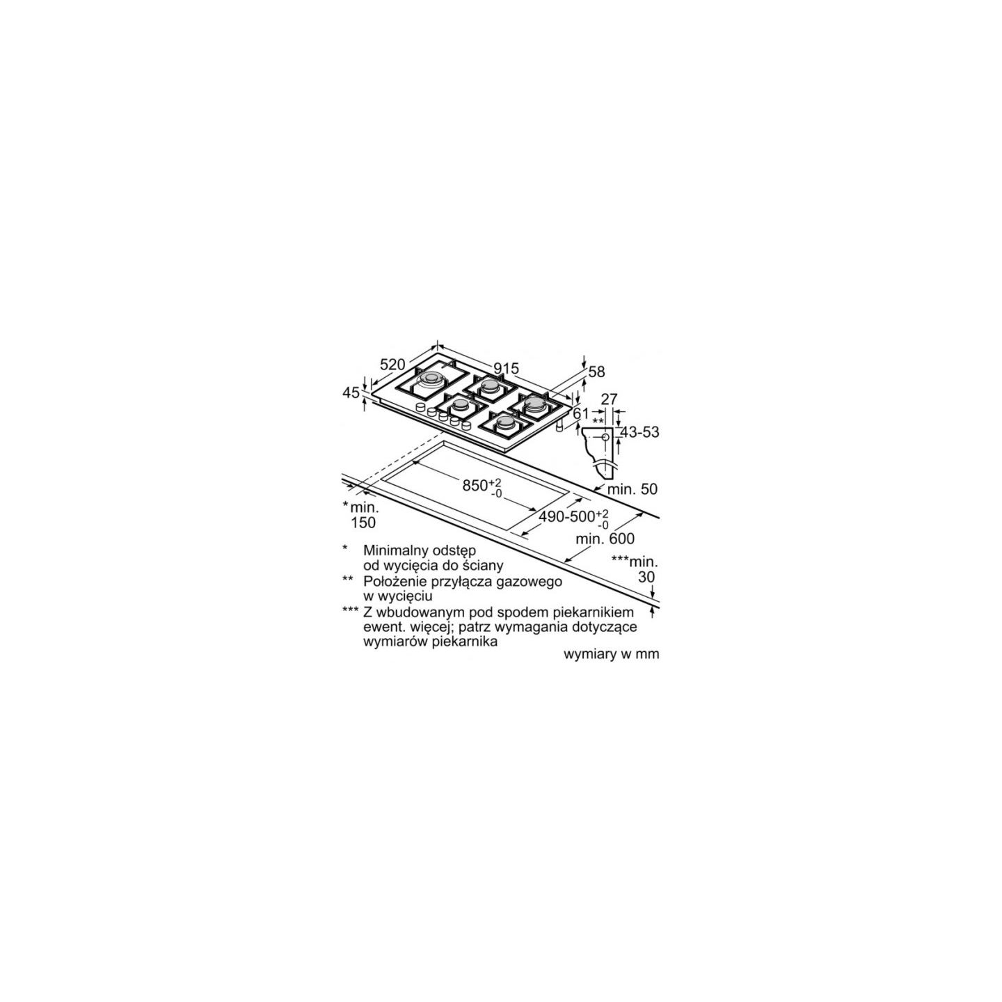 Bosch PPM9A6I40 Gas hob