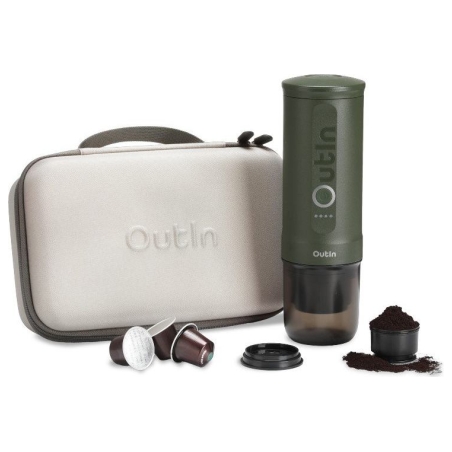 Outin Nano Travel Kit, Espresso Machine Bundle with Nano Protective Case, model OTEM-01, color Forest Green