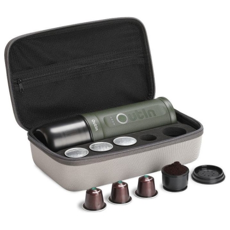 Outin Nano Travel Kit, Espresso Machine Bundle with Nano Protective Case, model OTEM-01, color Forest Green