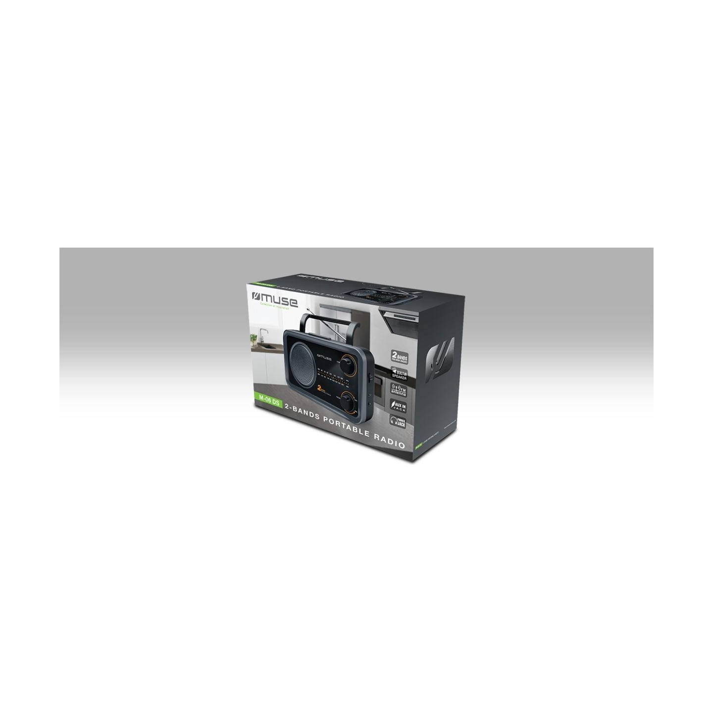Muse | 2-bands portable radio | M-06DS | AUX in | Grey