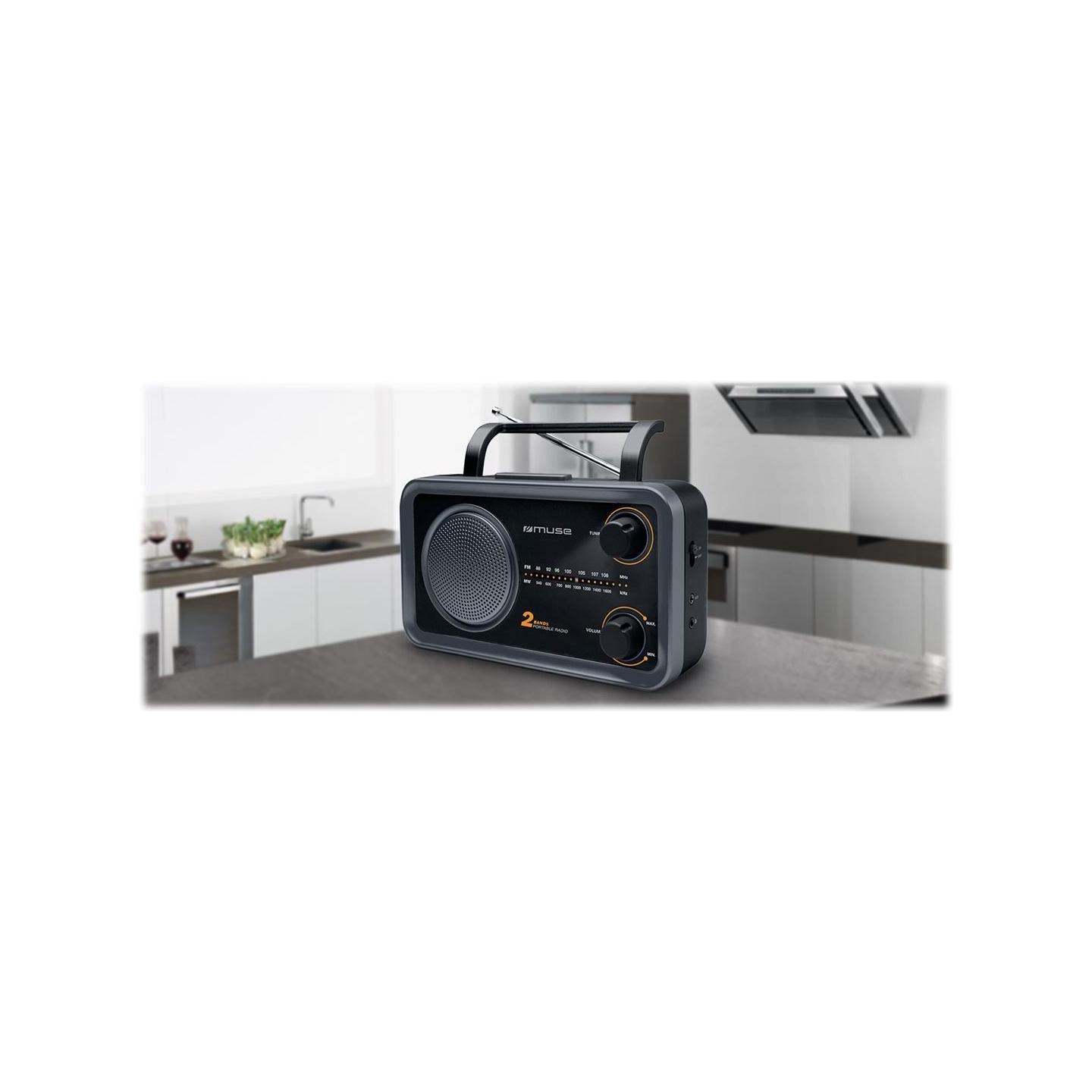 Muse | 2-bands portable radio | M-06DS | AUX in | Grey