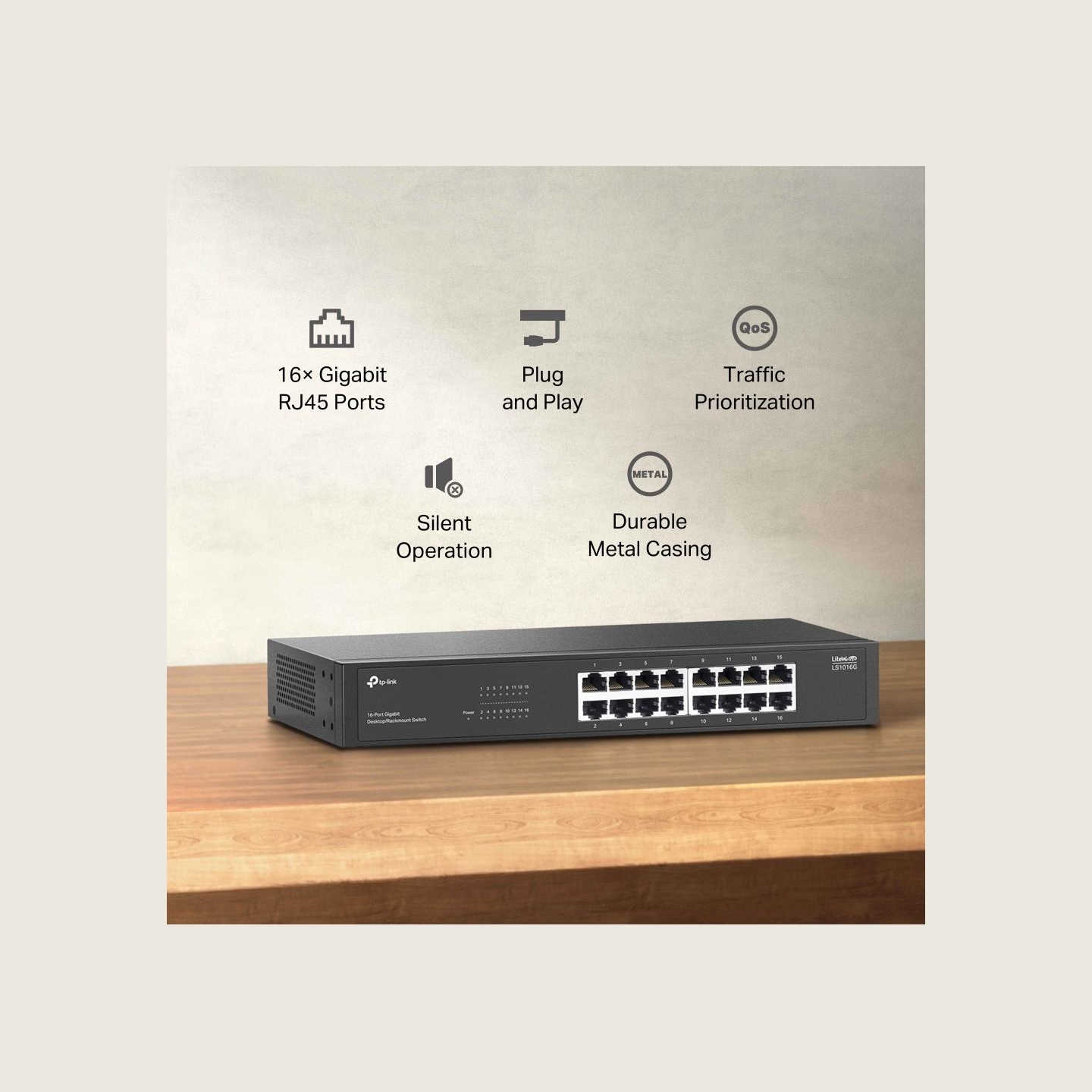 Tp-Link 16-Port Gigabit Switch | LS1016G | Unmanaged | Desktop/Rack-mountable