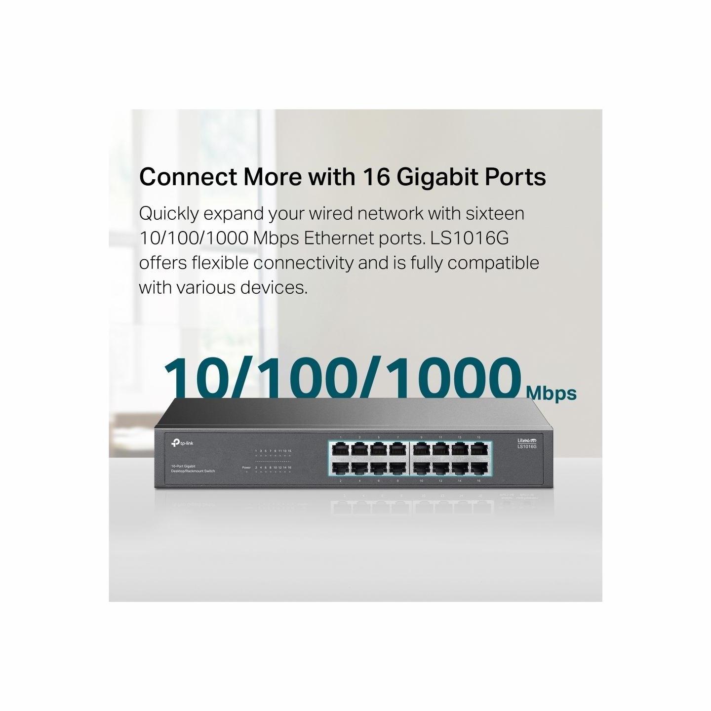 Tp-Link 16-Port Gigabit Switch | LS1016G | Unmanaged | Desktop/Rack-mountable