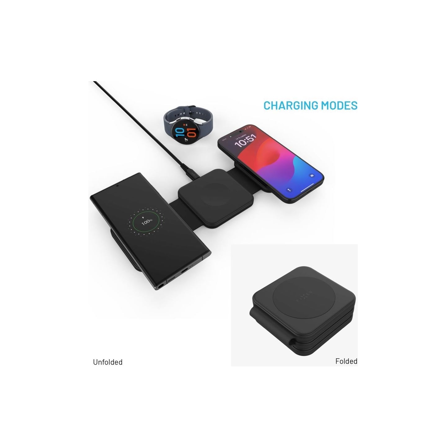 Fixed | Wireless Foldable Charger 3in1 Flex for Samsung | FIXFLE-SA-BK | Black