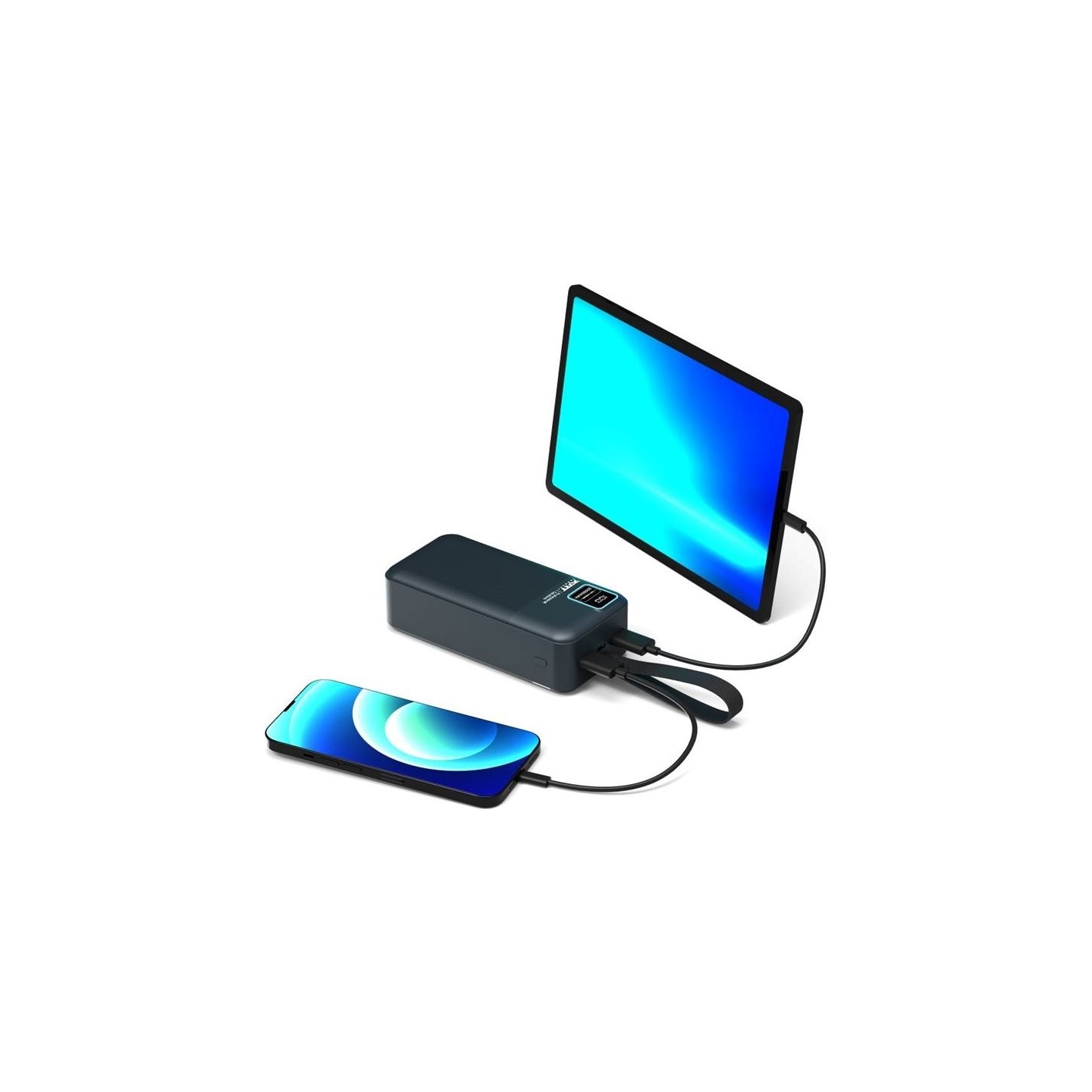 Port Connect External USB-C battery integrated lamp | 30000 mAh | Blue