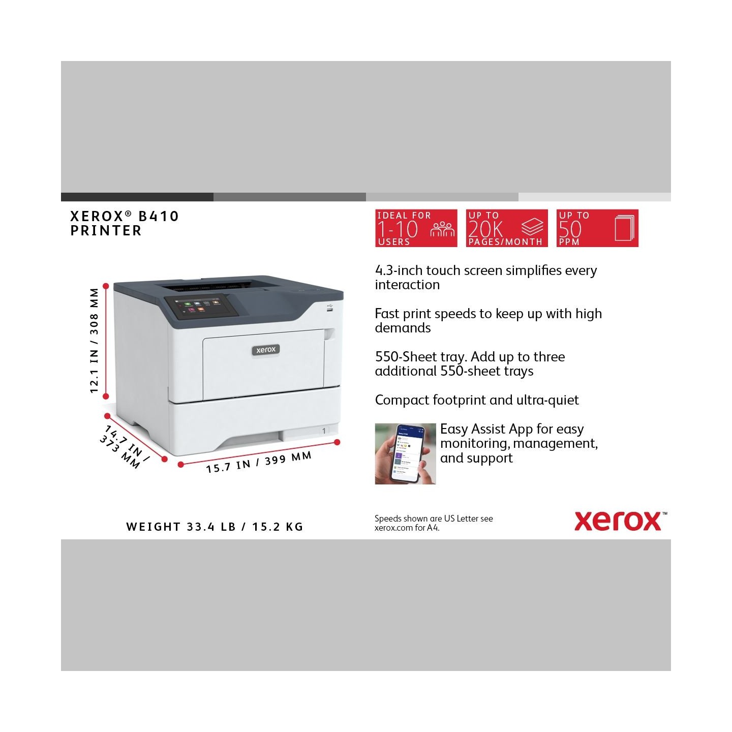 Xerox B410 A4 mono printer 47ppm / B410V_DN