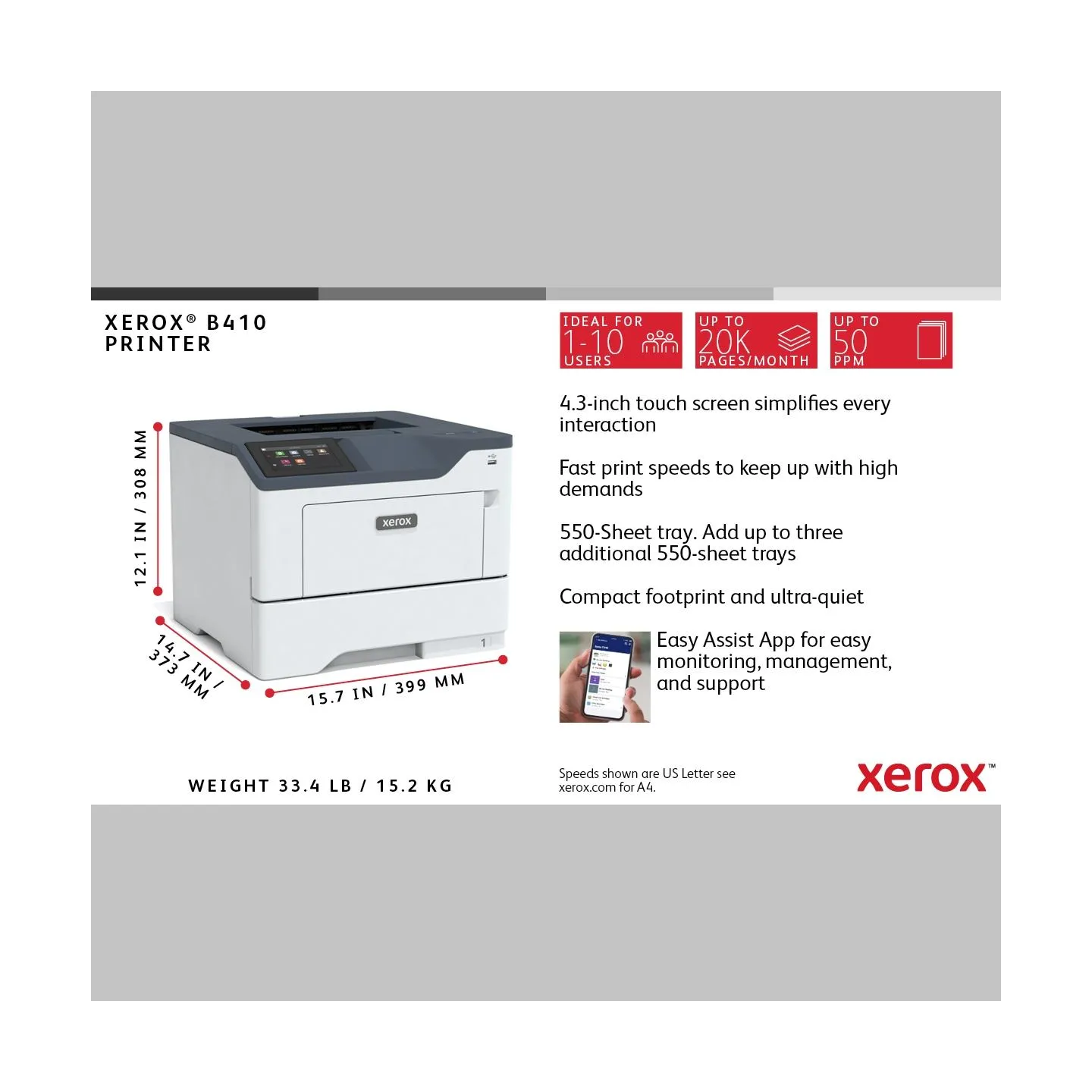 Xerox B410 A4 mono printer 47ppm / B410V_DN