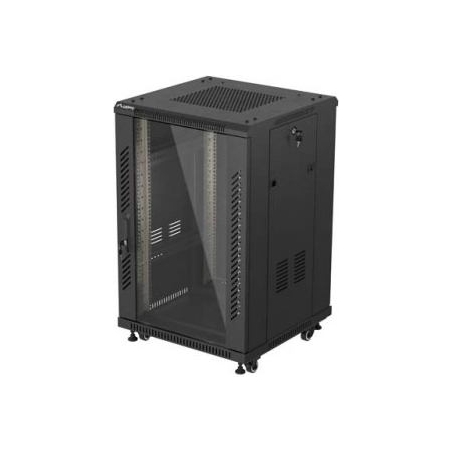 Lanberg 19-inch 18U floor-standing rack cabinet, 600x600, perforated door, LCD (flat-pack), black