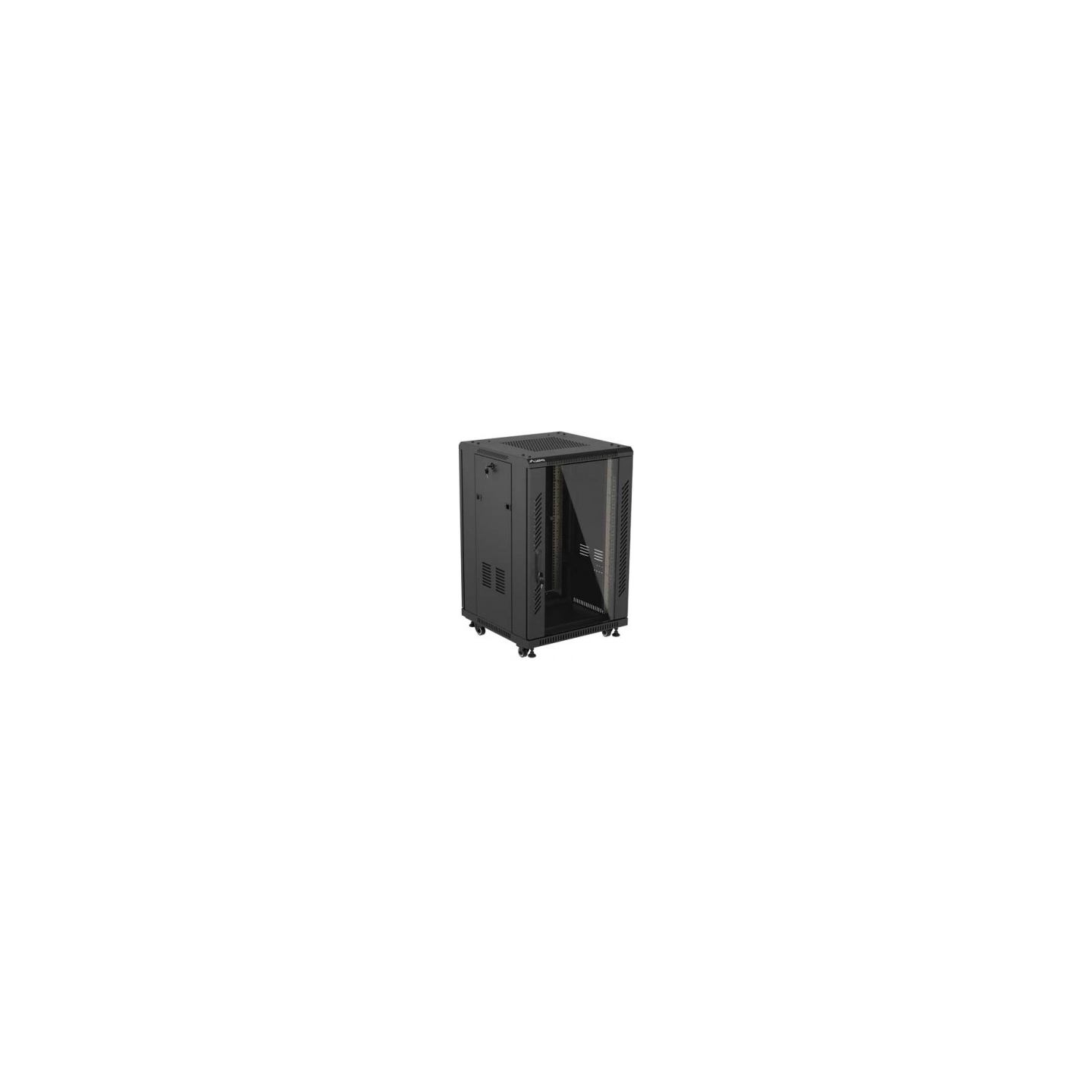 Lanberg 19-inch 18U floor-standing rack cabinet, 600x600, perforated door, LCD (flat-pack), black
