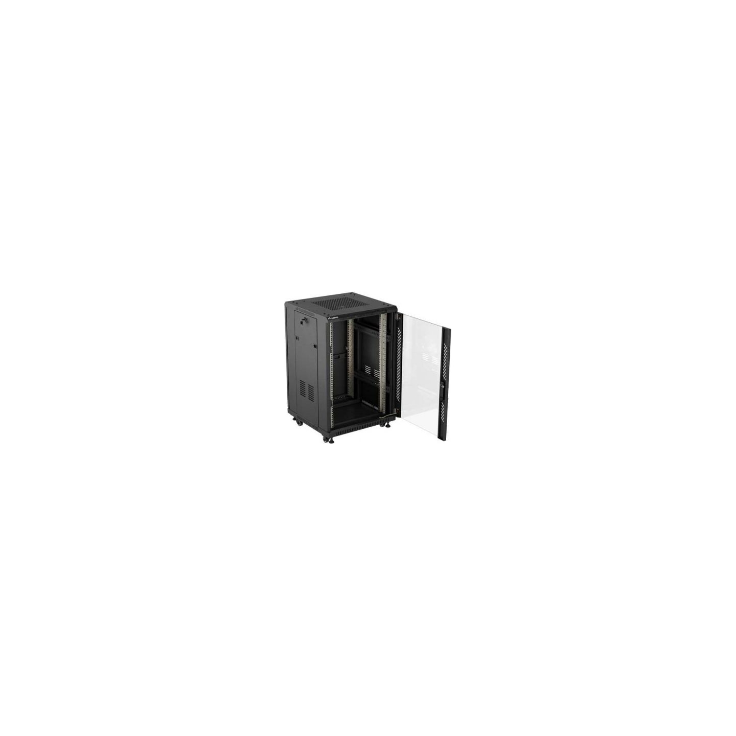 Lanberg 19-inch 18U floor-standing rack cabinet, 600x600, perforated door, LCD (flat-pack), black