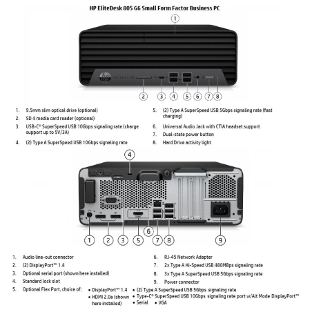 HP Renewed Grade A | EliteDesk 805 G6 SFF | AMD Ryzen 5 PRO | 4650G | 16 GB | SSD | 256 GB | AMD Radeon Graphics | Windows 11 Pr