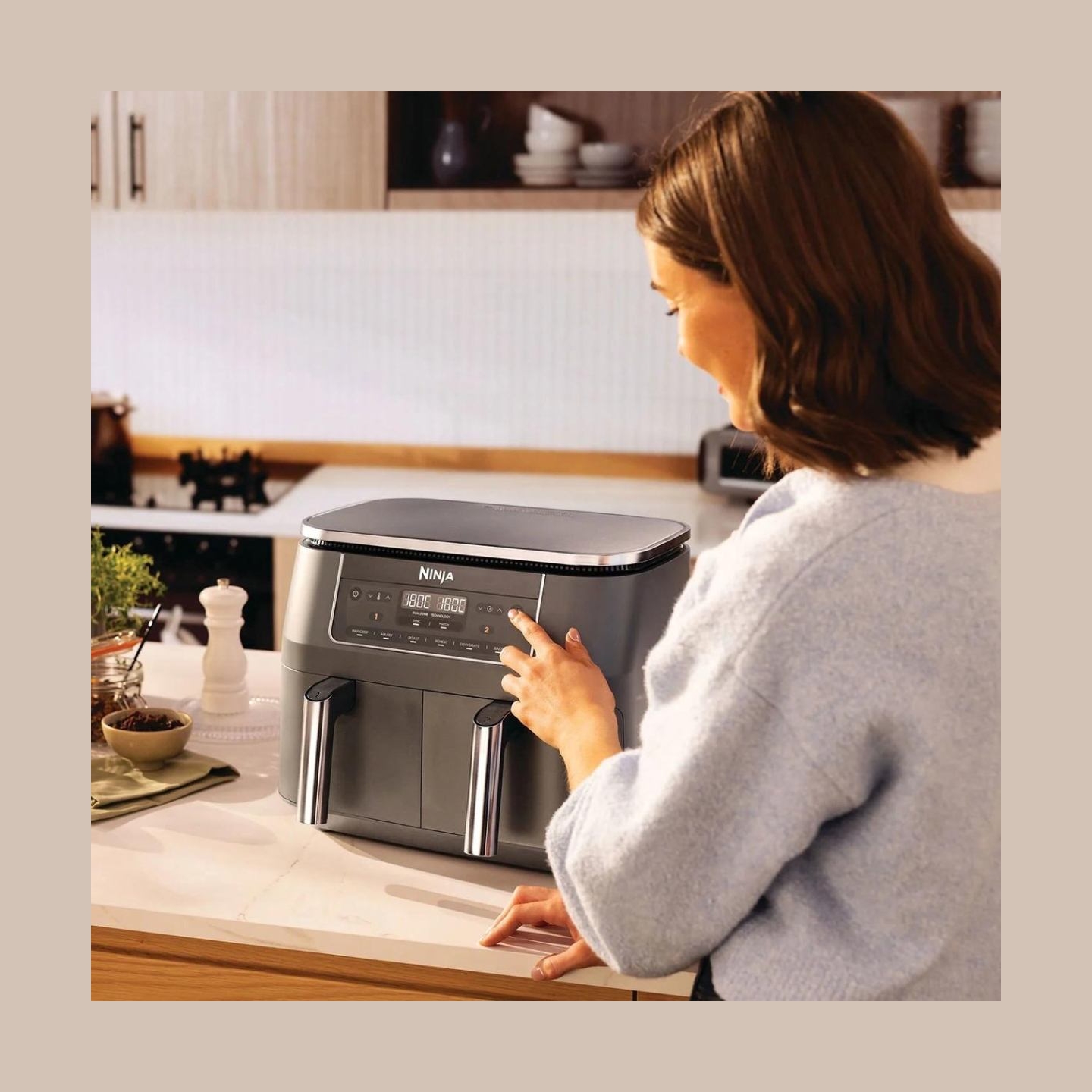 Ninja Double hot air fryer | DZ300EU | Power 2400 W | Capacity 7.6 L | Grey