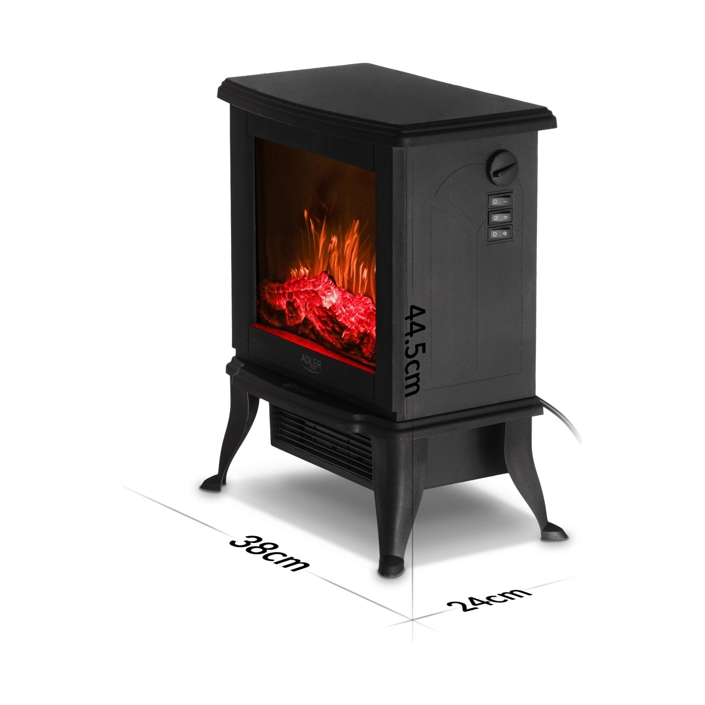 Adler Electric Fireplace | AD 7754 | Ceramic | 1800 W | Number of power levels 2 | Black