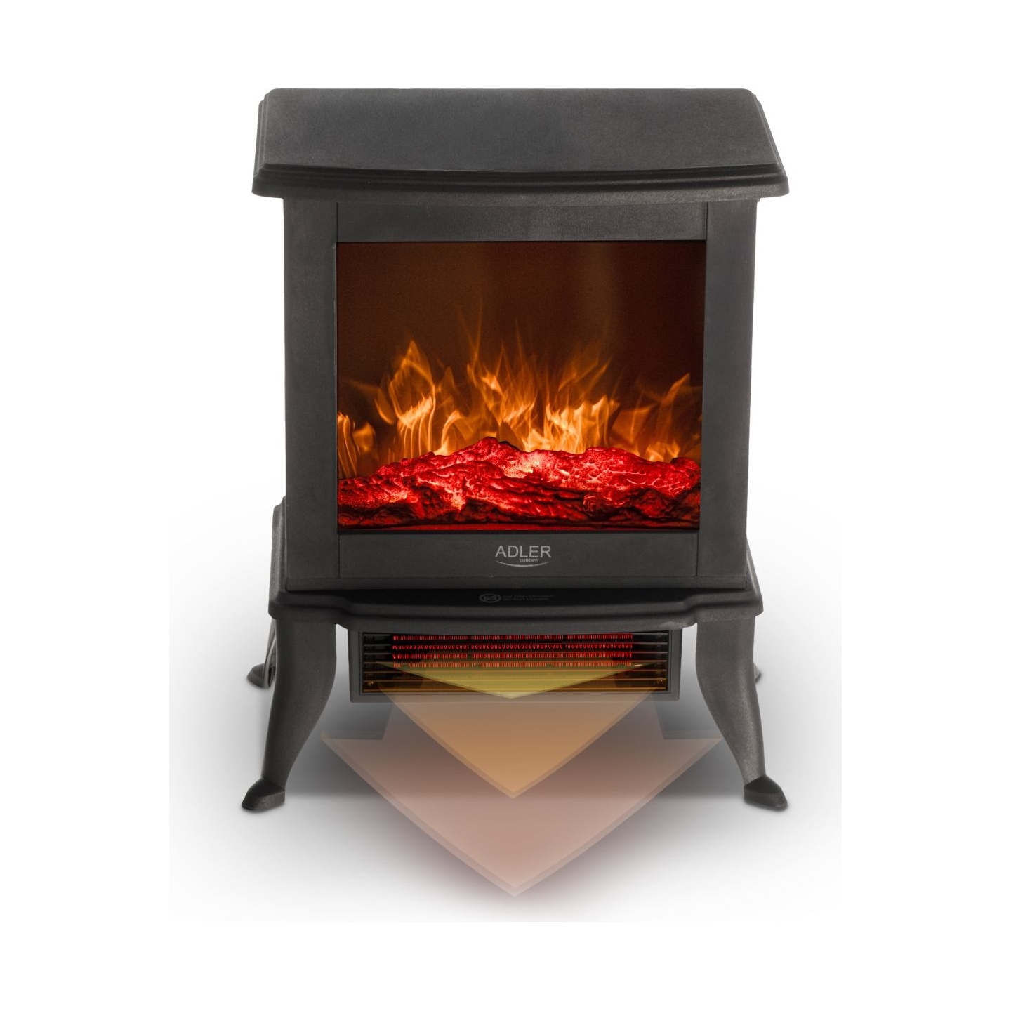 Adler Electric Fireplace | AD 7754 | Ceramic | 1800 W | Number of power levels 2 | Black