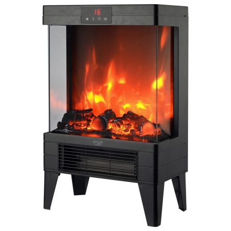 Adler LED electric fireplace with remote control | AD 7755 | Ceramic Heater | 2000 W | Number of power levels 2 | Black