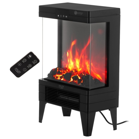 Adler LED electric fireplace with remote control | AD 7755 | Ceramic Heater | 2000 W | Number of power levels 2 | Black
