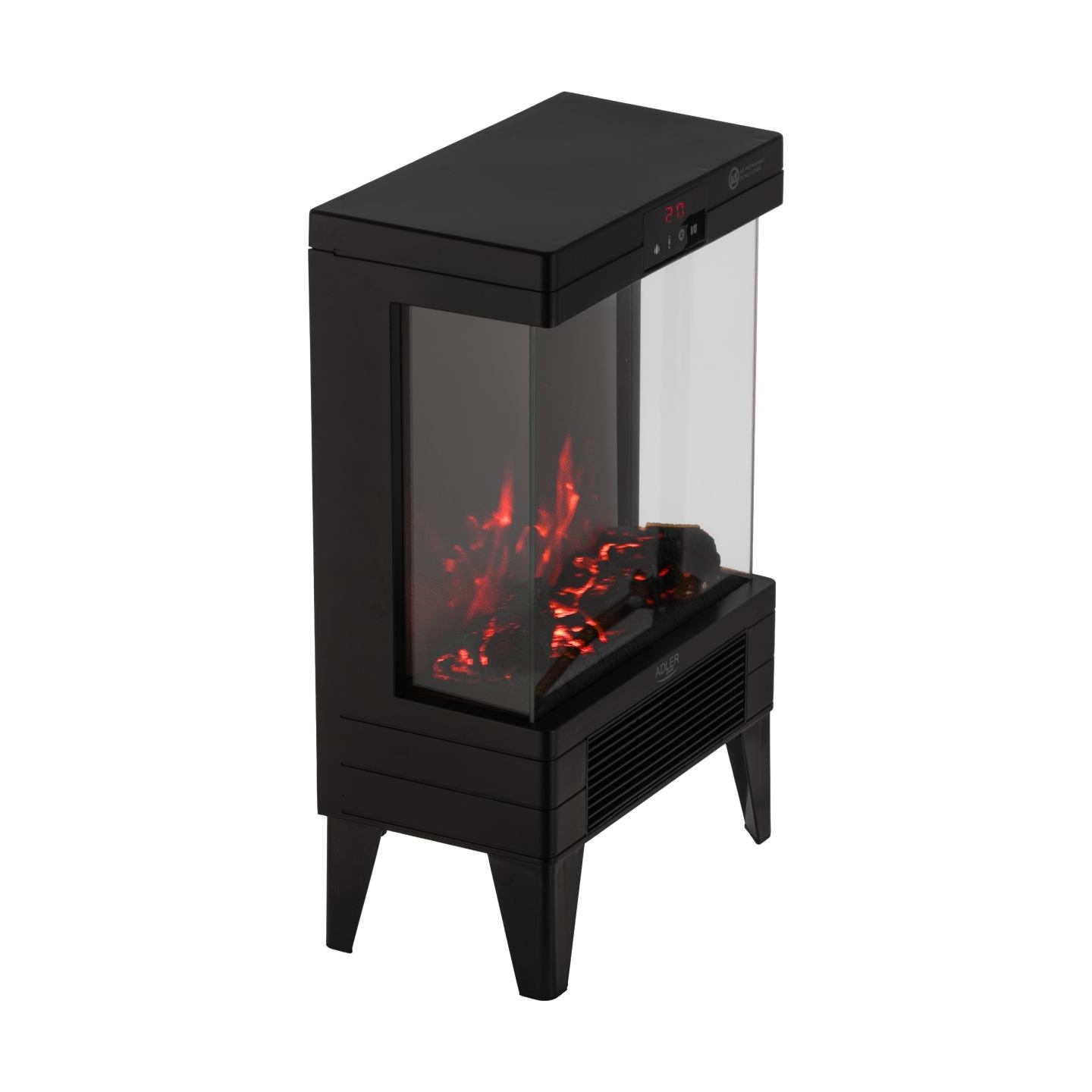 Adler LED electric fireplace with remote control | AD 7755 | Ceramic Heater | 2000 W | Number of power levels 2 | Black
