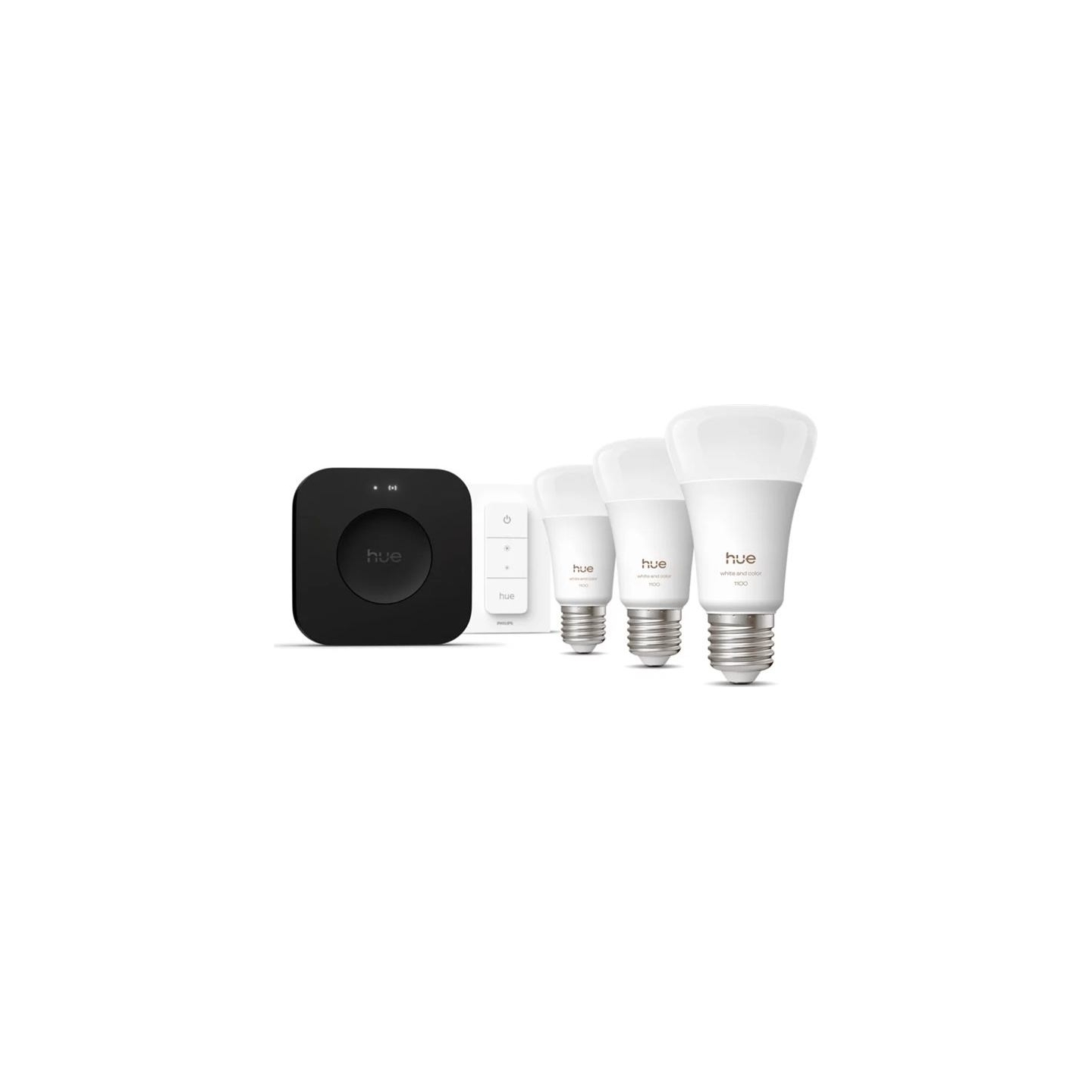 Philips Hue Starter set: 3 smart E27 bulbs, dimmer switch, Hue Bridge Pro | E27 | White and colored light