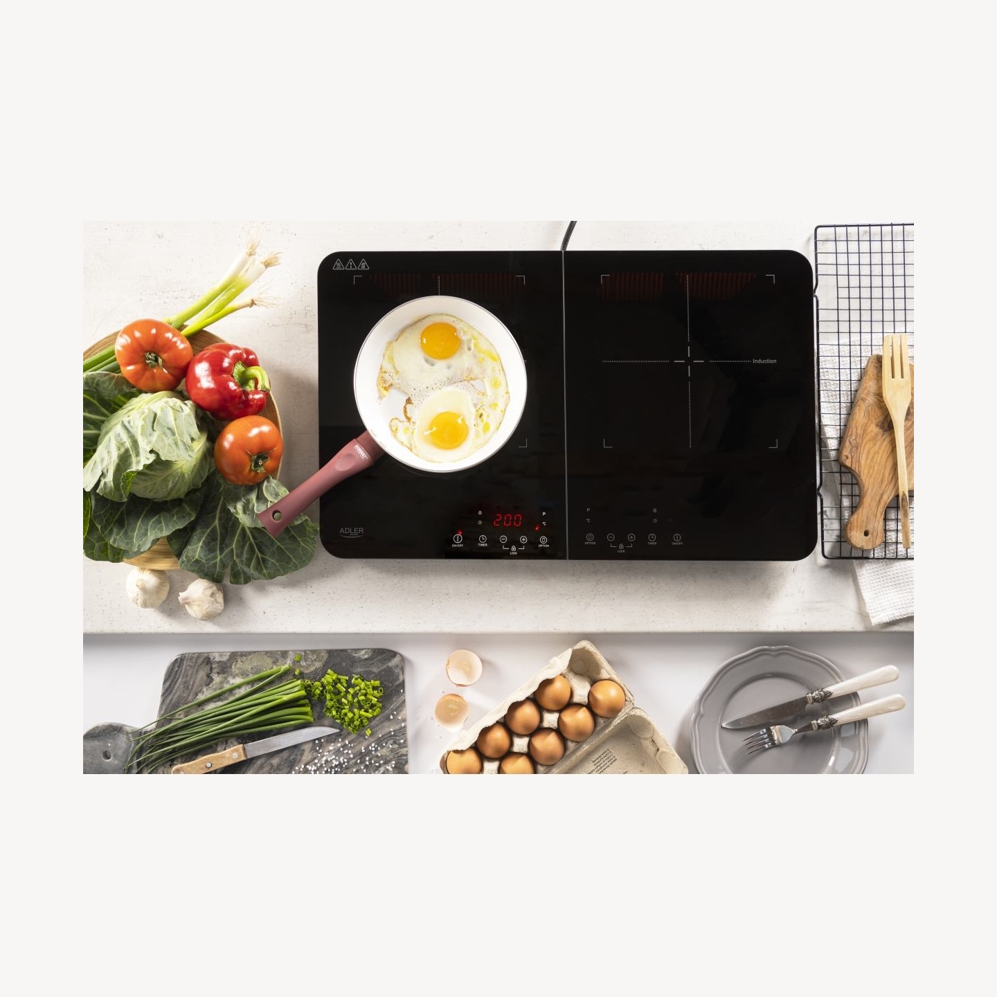 Adler AD 6516 | Adler Cooker | Touch controls | Number of burners/cooking zones 2 | Induction | Black