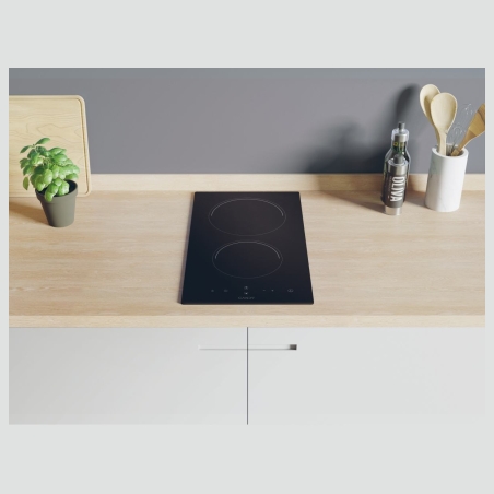 Candy Ceramic Domino Hob CDH30, 2 cooking zones, Width 28.8 cm, Black color / CDH30