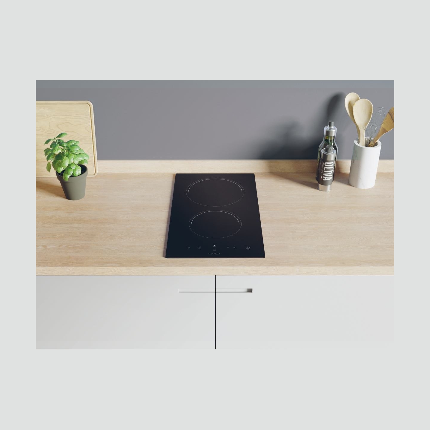 Candy Ceramic Domino Hob CDH30, 2 cooking zones, Width 28.8 cm, Black color / CDH30