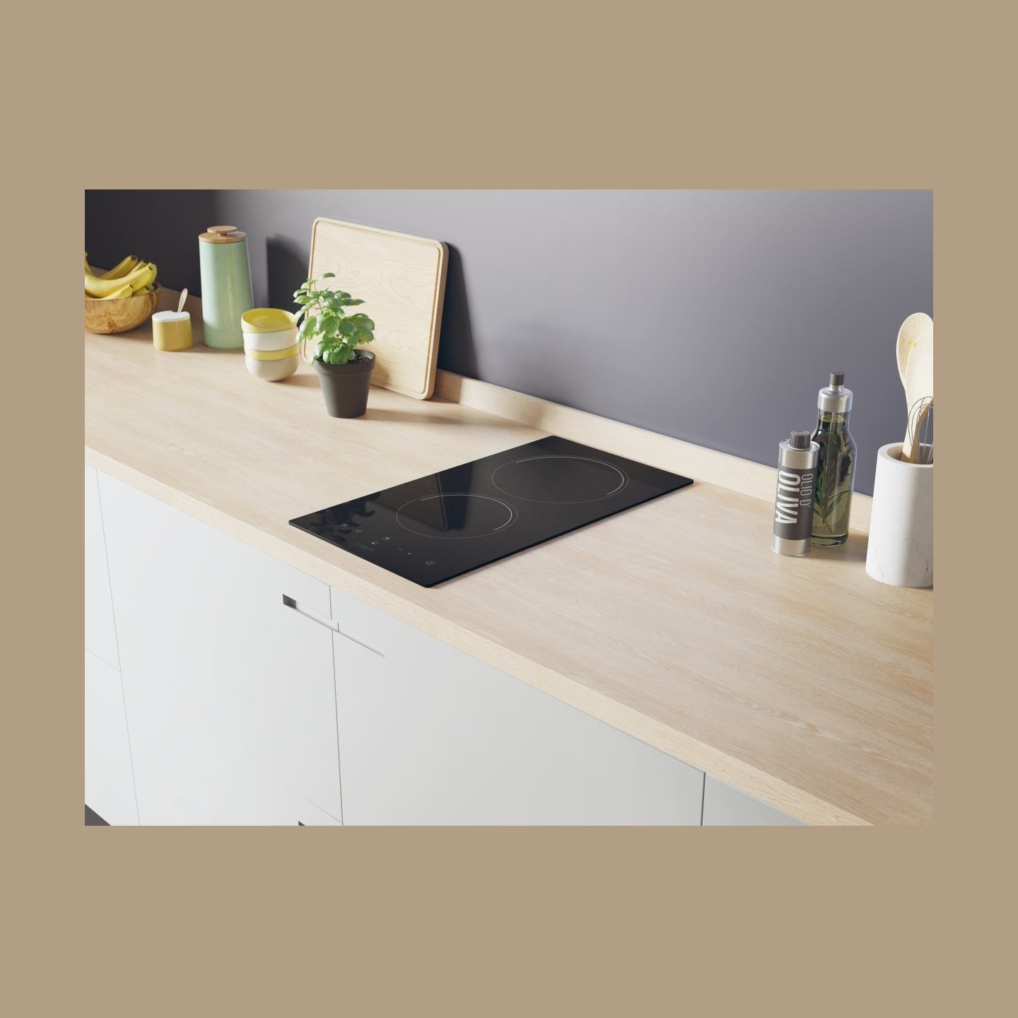 Candy Ceramic Domino Hob CDH30, 2 cooking zones, Width 28.8 cm, Black color / CDH30