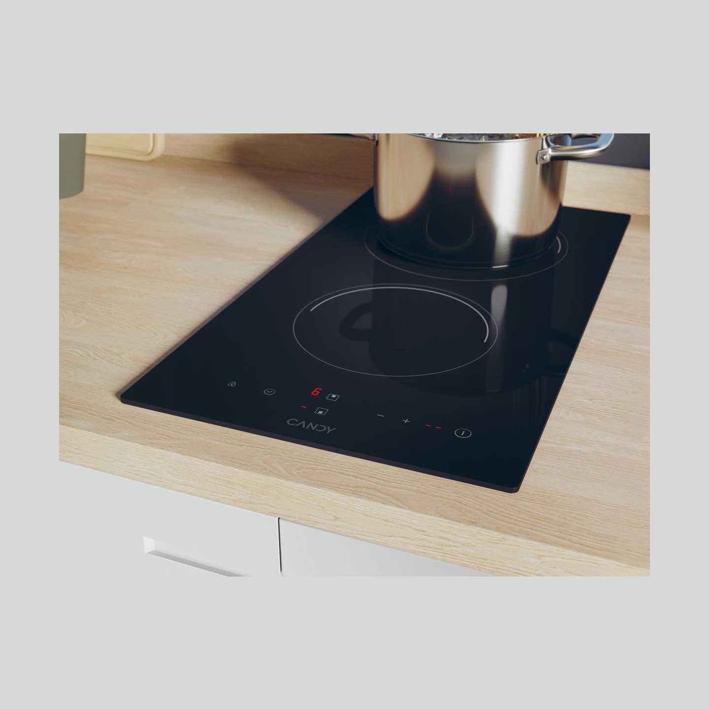 Candy Ceramic Domino Hob CDH30, 2 cooking zones, Width 28.8 cm, Black color / CDH30