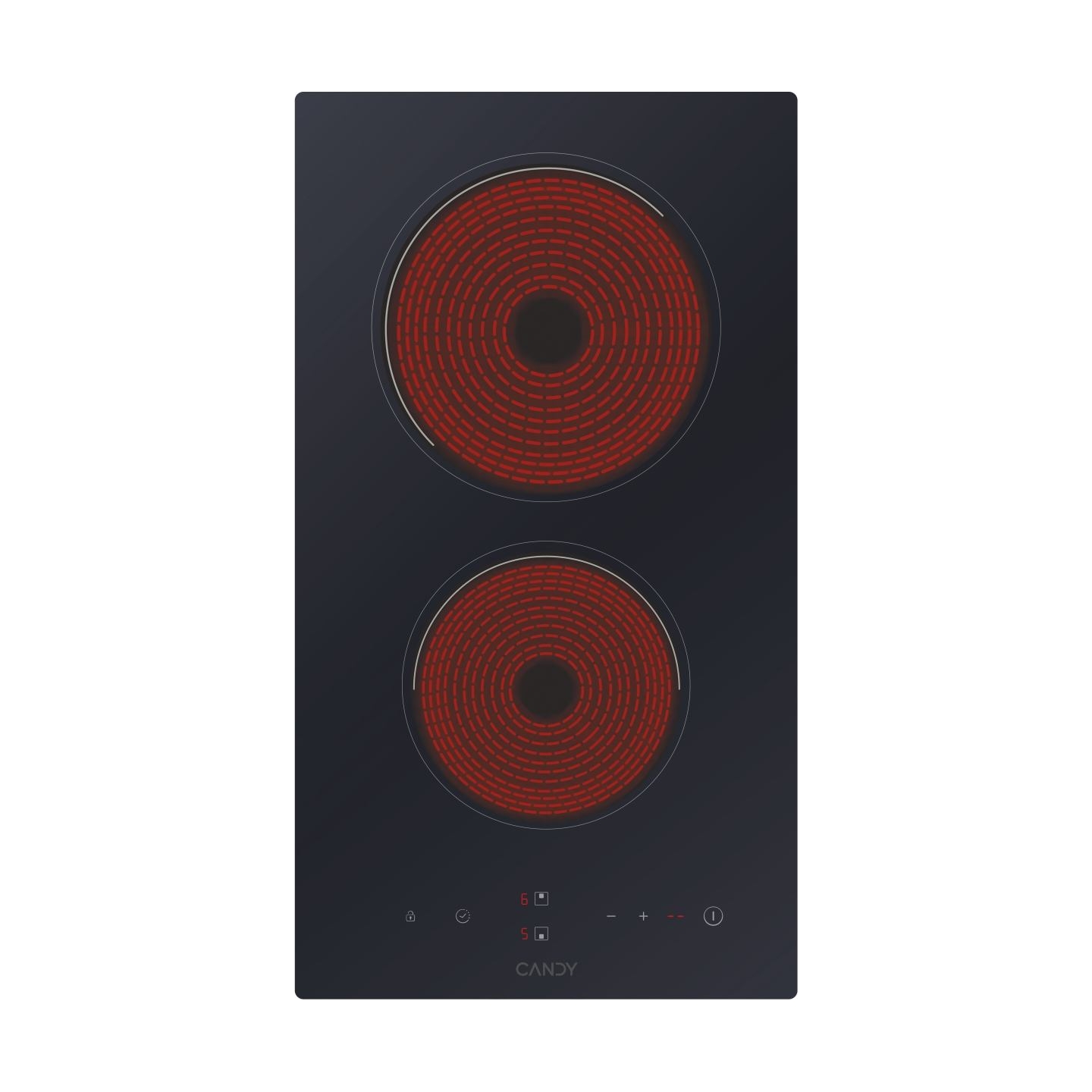 Candy Ceramic Domino Hob CDH30, 2 cooking zones, Width 28.8 cm, Black color / CDH30