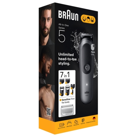 Braun 7-in-1 Grooming Kit | All-in-One Kit Series 5 AIO5520 | Cordless | Number of length steps 14 | Black