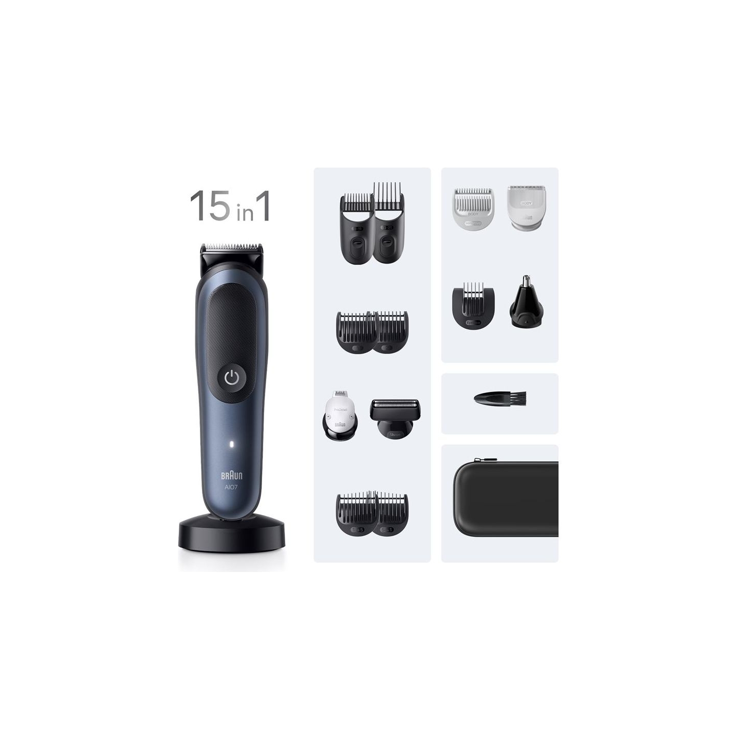 Braun Hair Trimmer | All-in-One Series 7 AIO7580 | Cordless | Wet & Dry | Number of length steps 14 | Blue/Black
