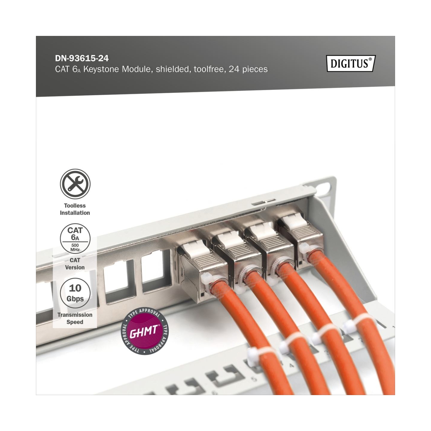 Digitus | Keystone Module | CAT 6A | 14.5 x 34.5 x 21.0 mm