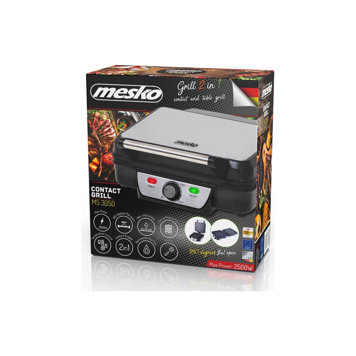 Mesko | Grill | MS 3050 | Contact grill | 1800 W | Black/Stainless steel