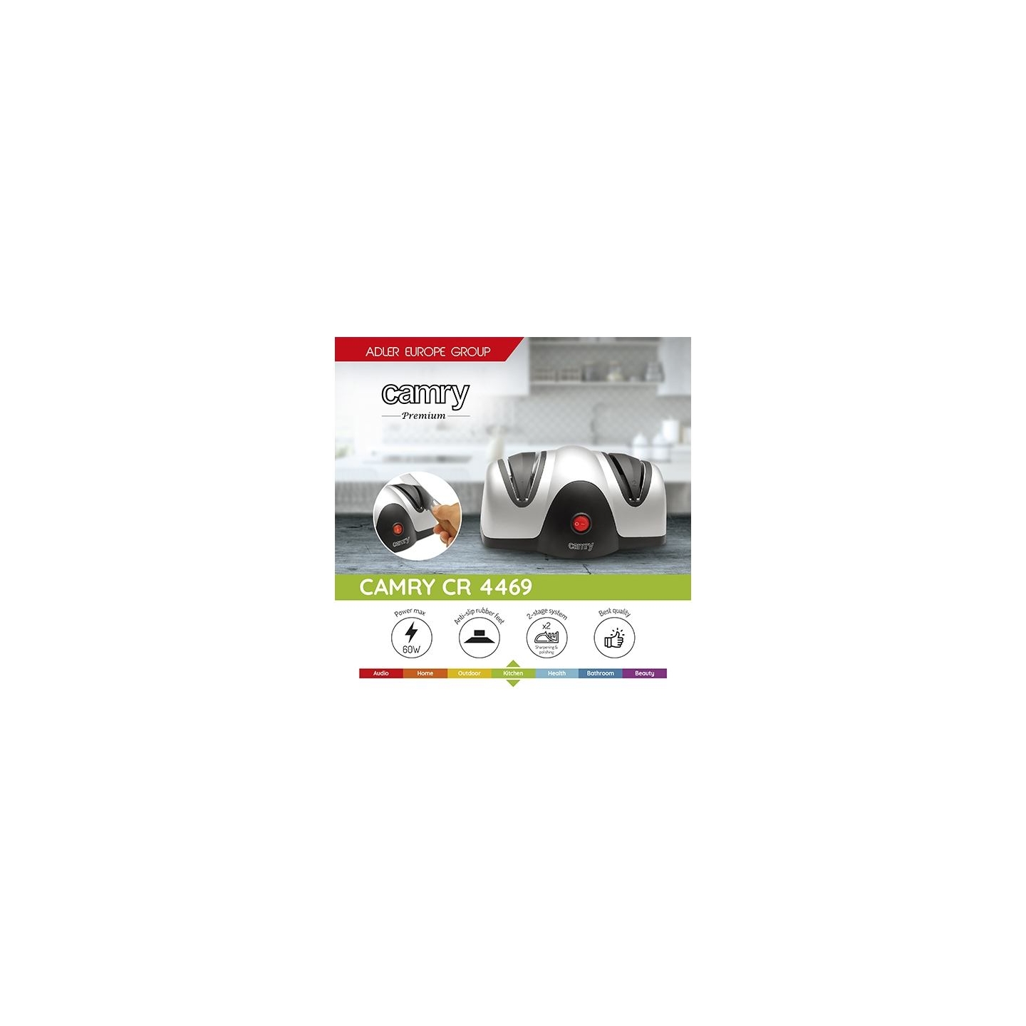 Camry | Knife sharpener | CR 4469 | Electric | Black/Silver | 60 W | 2