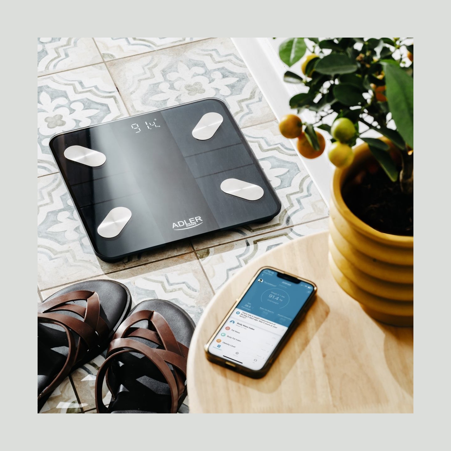 Adler | Smart Bathroom Scale | AD 8186b | Maximum weight (capacity) 180 kg | Accuracy 100 g | Body Mass Index (BMI) measuring | 