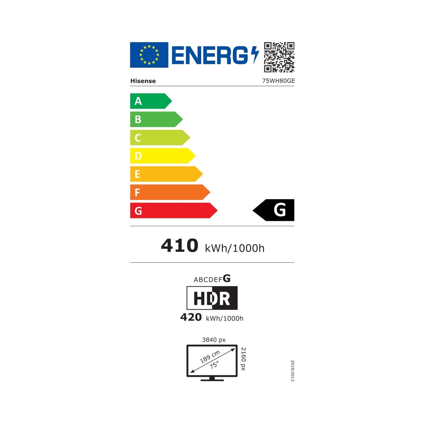 Hisense | Window Facing - High Brightness Display | 75WH80GE | 75 " | Landscape/Portrait | 24/7 | Android | Wi-Fi | 9 ms | 178 °