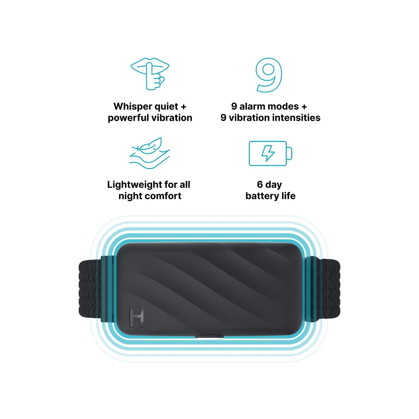 Homedics SS-WB100BK-WW WakeBand, Your Silent Alarm, Black